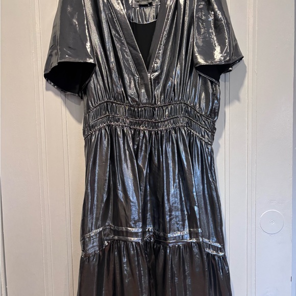 Anthropologie Shimmering Silver Midi Dress (Size L) - Picture 6 of 7